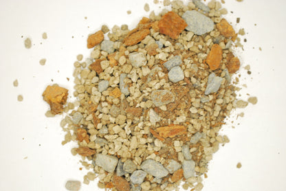 Close-up of gritty succulent and bonsai soil mix – blend of pumice, crushed rock, bark, and organic matter ideal for drainage and root aeration