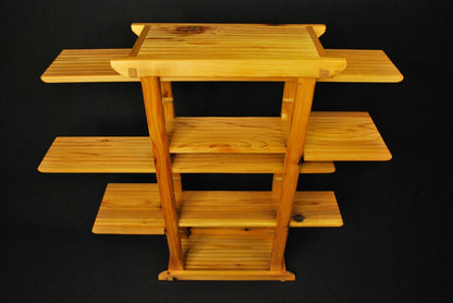 Fully assembled multi-level cedar plant shelf 